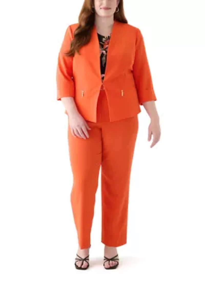 Plus One Button Panel Seamed Blazer