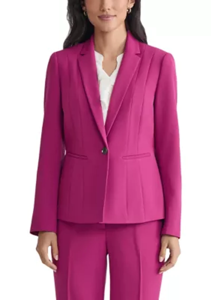 Women's One Button Panel Seamed Blazer