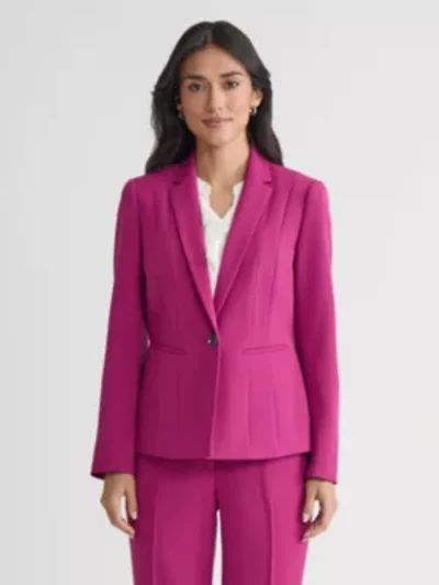 Petite Stretch Crepe One Button Seamed Jacket