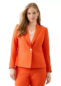 Petite One Button Panel Seamed Blazer
