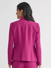 Petite Stretch Crepe One Button Seamed Jacket