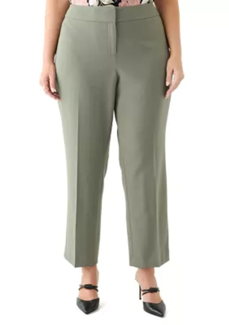 Plus Fly Front Slim Pants