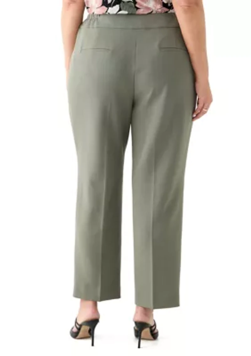 Plus Fly Front Slim Pants