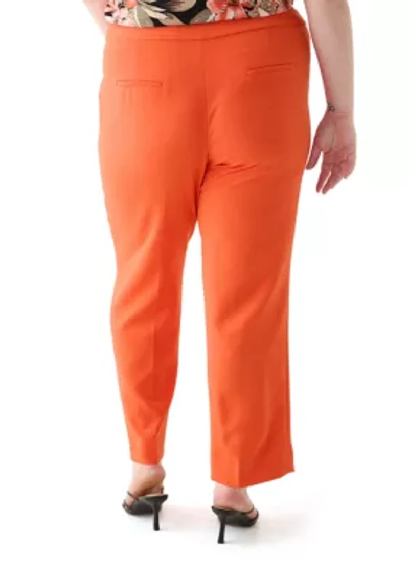 Plus Fly Front Slim Pants