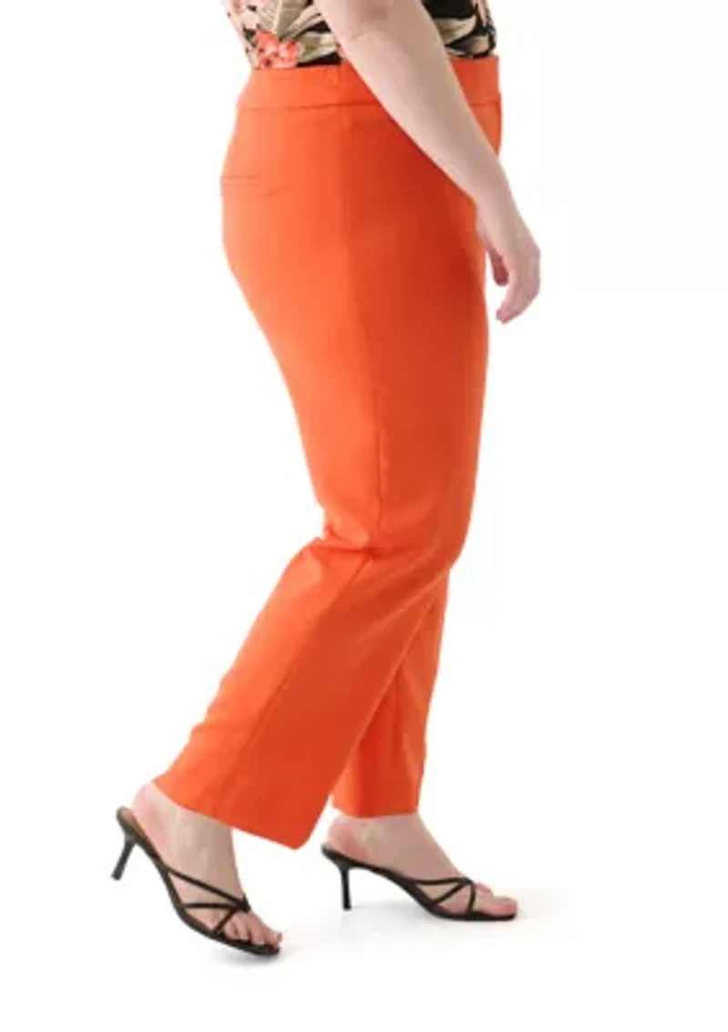 Plus Fly Front Slim Pants