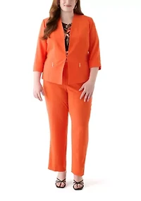 Plus Fly Front Slim Pants