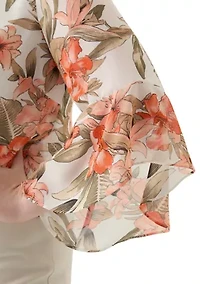 Plus Bell Sleeve Floral Blouse