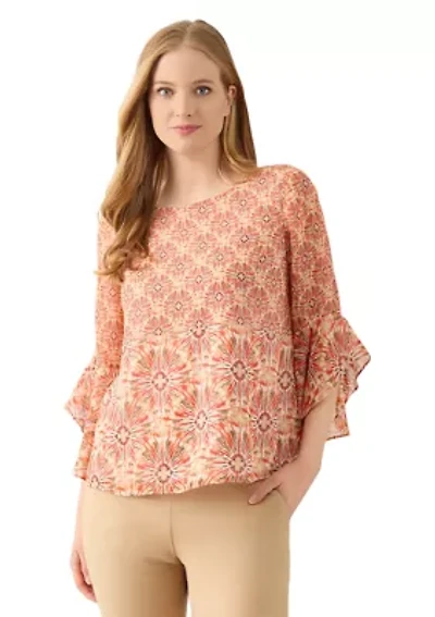 Petite Ruffle Sleeve Blouse