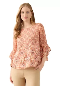 Petite Ruffle Sleeve Blouse