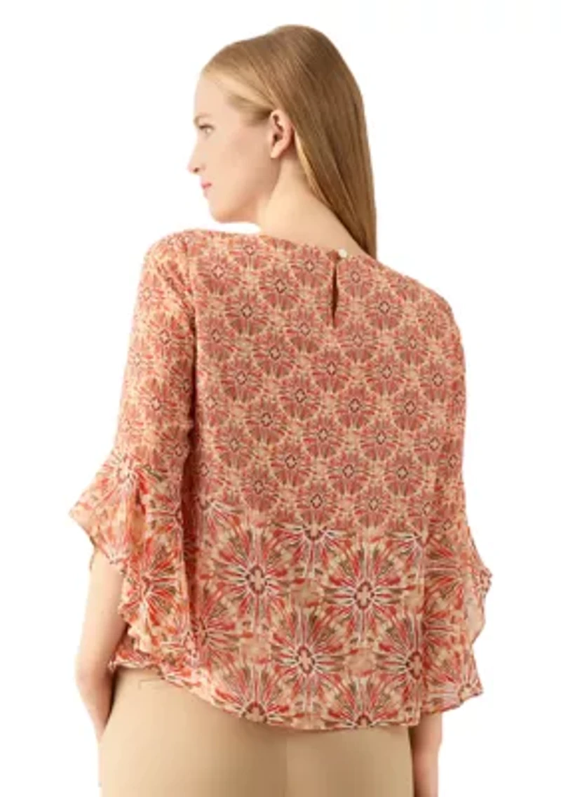 Petite Ruffle Sleeve Blouse