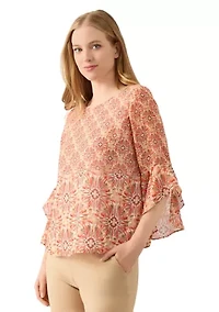 Petite Ruffle Sleeve Blouse