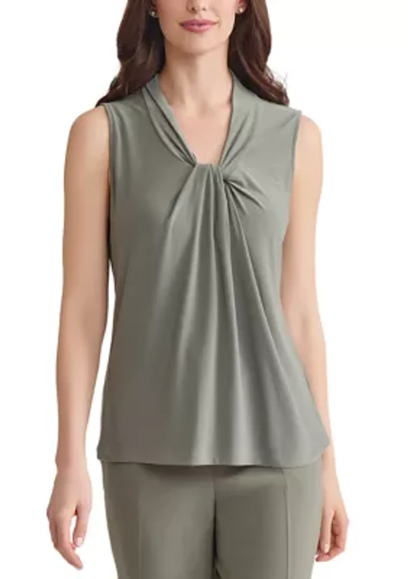 Women's Sleeveless Knot Front Knit Top