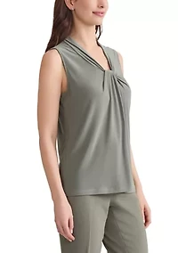 Women's Sleeveless Knot Front Knit Top