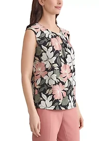 Women's Floral Printed Keyhole Neck Knit Top