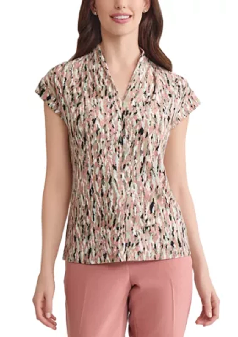 Women's Multi Printed V-Neck Knit Top
