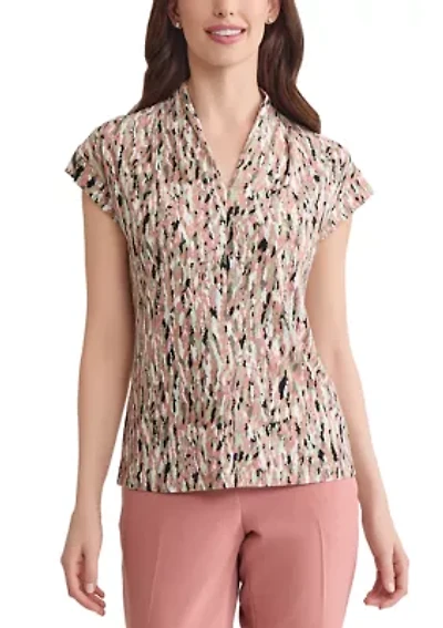 Women's Multi Printed V-Neck Knit Top