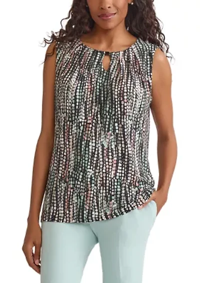 Women's Line Dot Print Sleeveless Knit Top