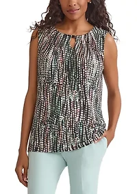 Women's Line Dot Print Sleeveless Knit Top