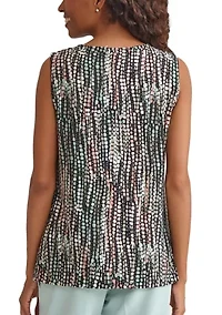 Women's Line Dot Print Sleeveless Knit Top