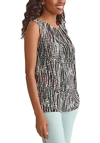 Women's Line Dot Print Sleeveless Knit Top
