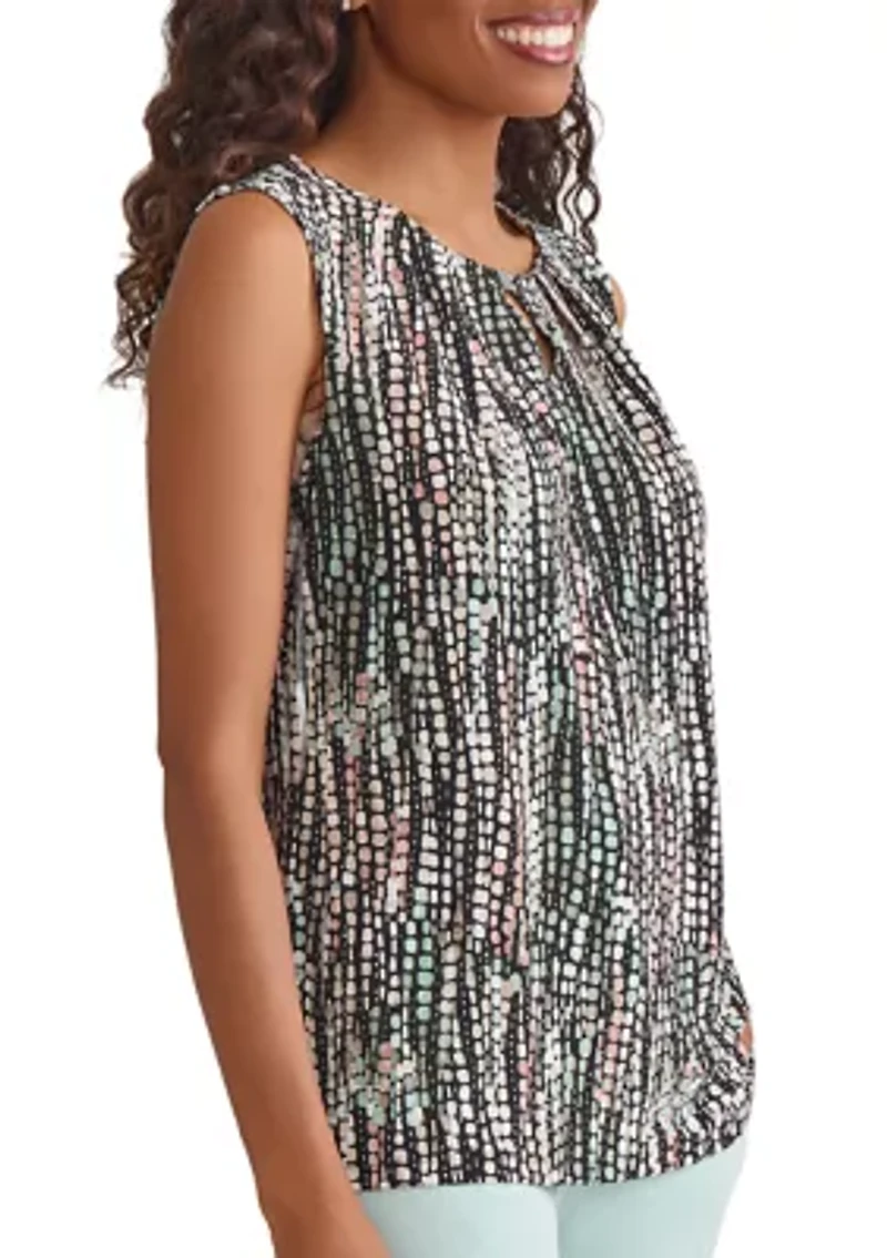 Women's Line Dot Print Sleeveless Knit Top
