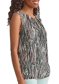 Women's Line Dot Print Sleeveless Knit Top