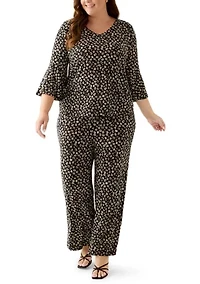 Plus Bell Sleeve Printed Knit Top