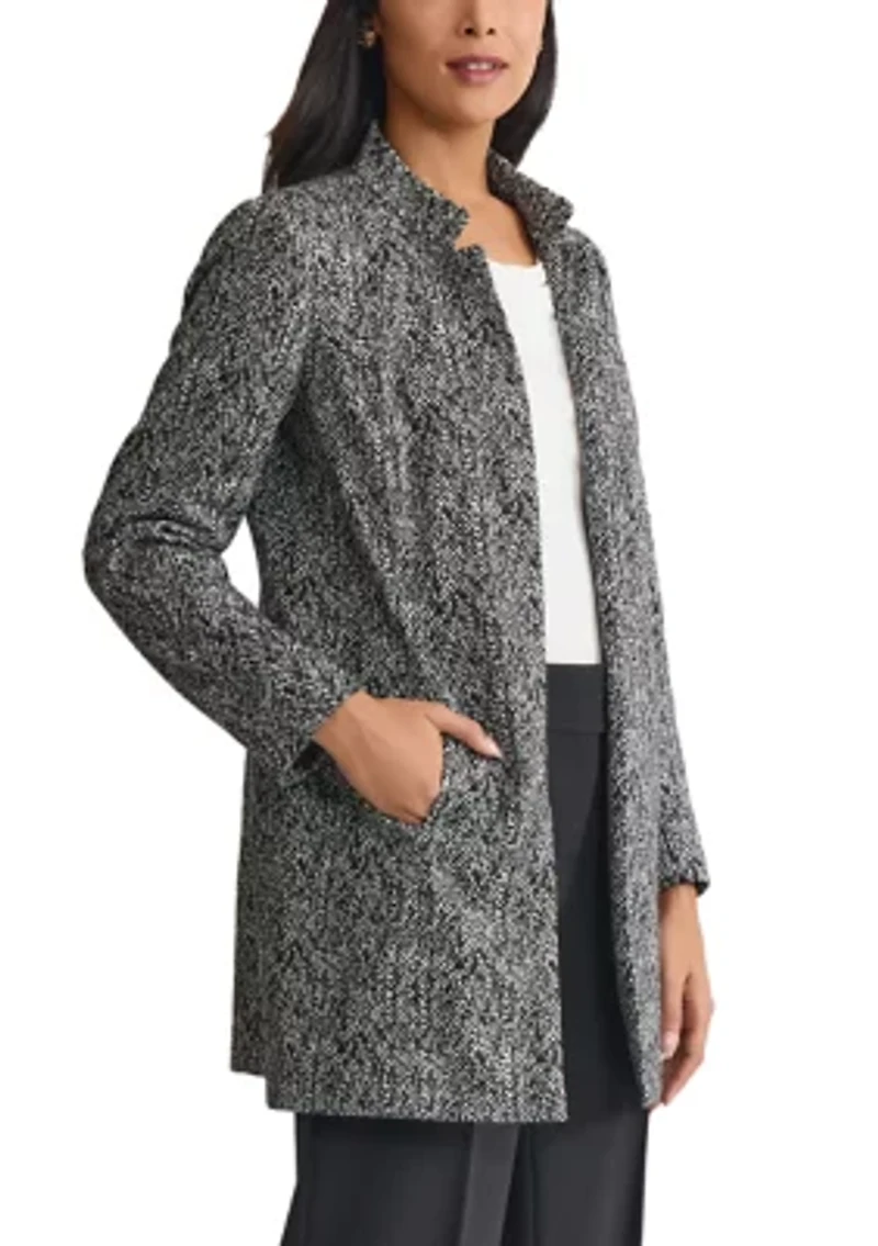 Women's Knit Jacquard Stand Collar Topper