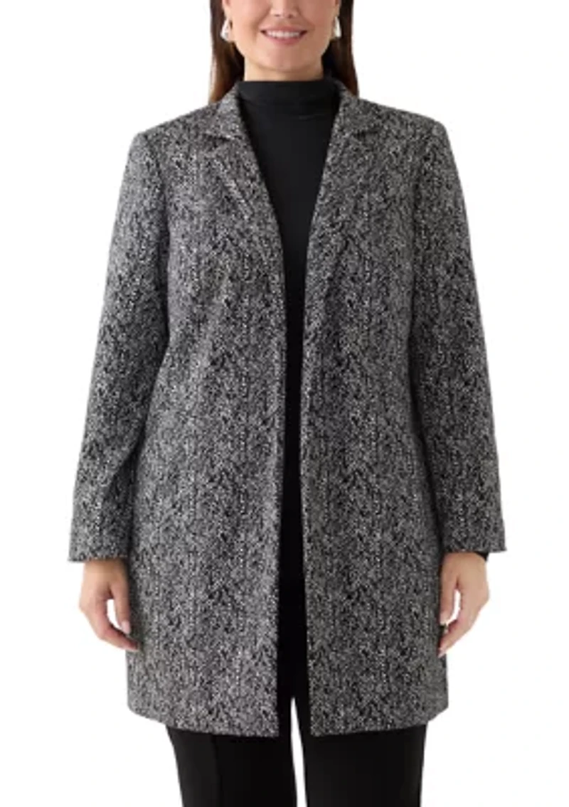 Plus Jacquard Knit Stand Collar Topper