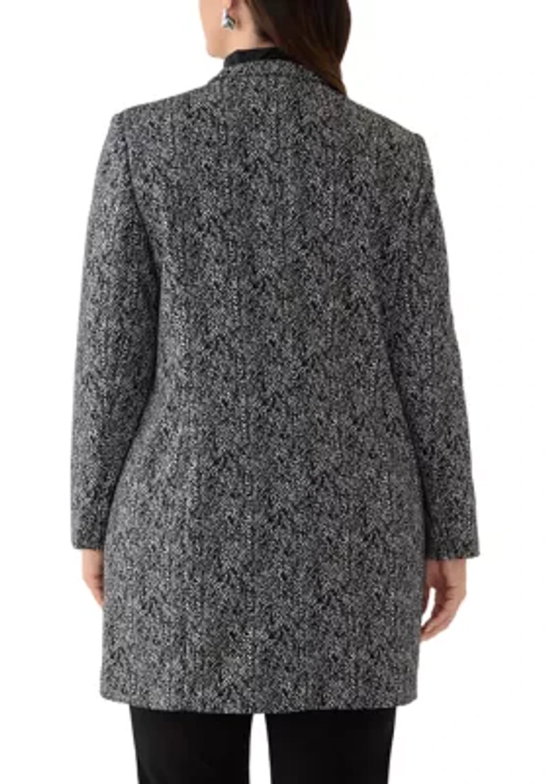 Plus Jacquard Knit Stand Collar Topper