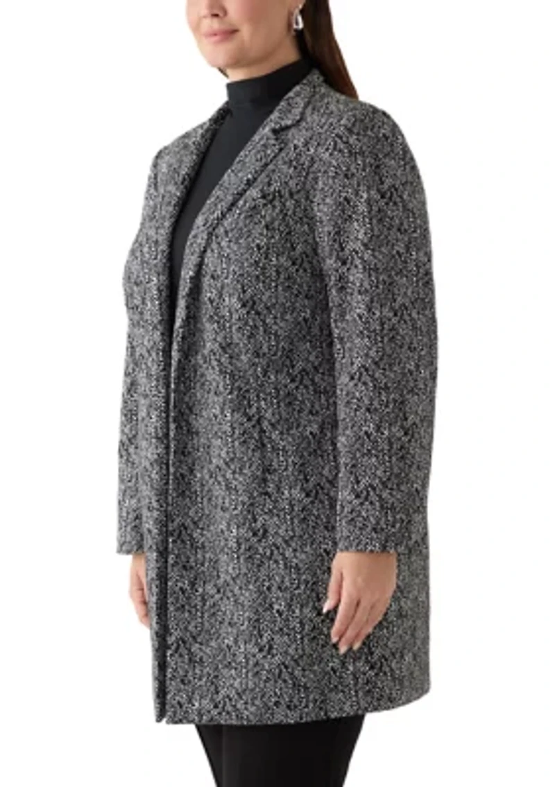 Plus Jacquard Knit Stand Collar Topper