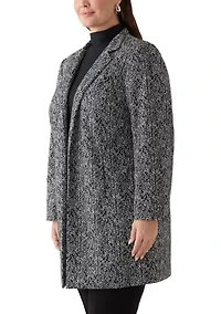 Plus Jacquard Knit Stand Collar Topper