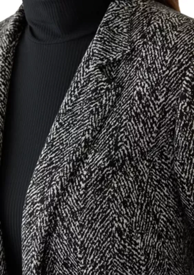 Plus Jacquard Knit Stand Collar Topper