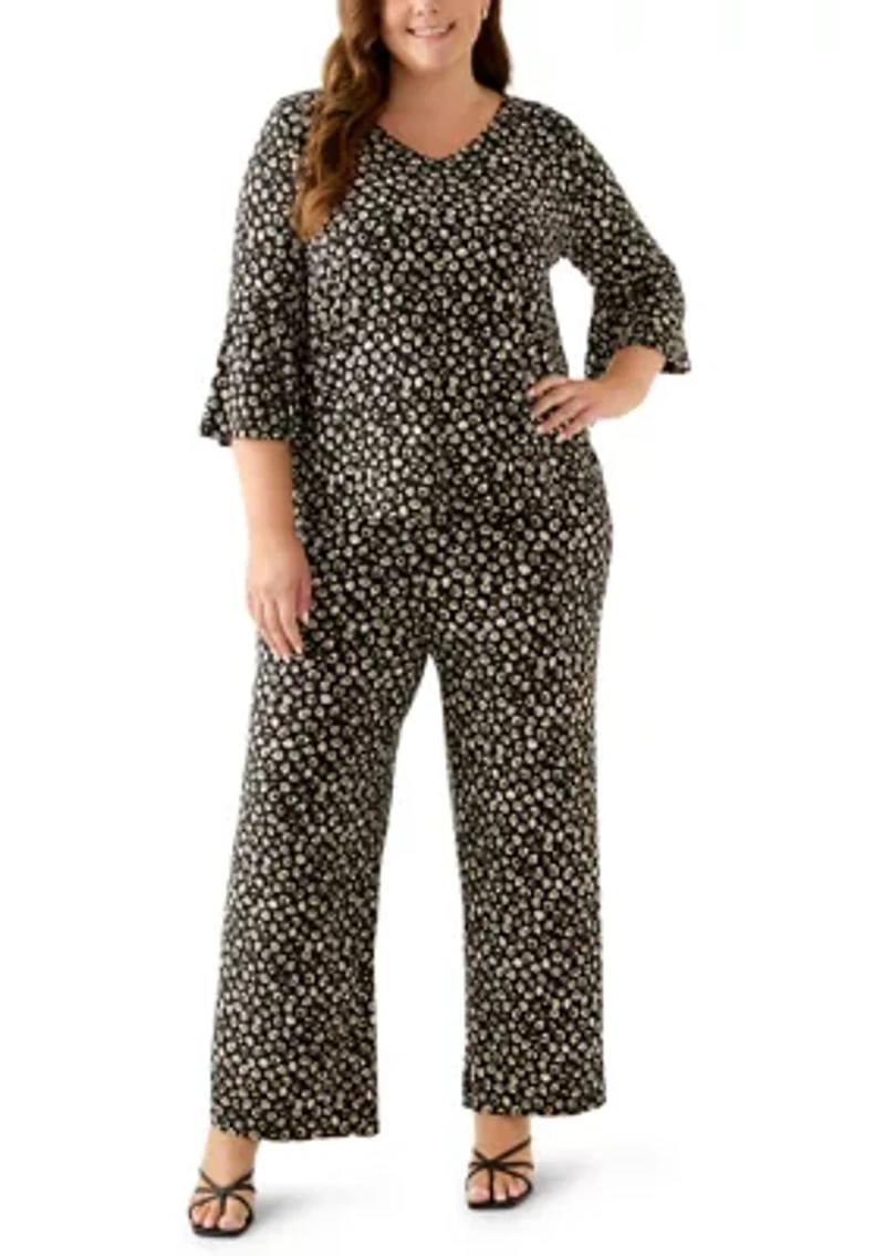 Plus Pull On Knit Ankle Pants