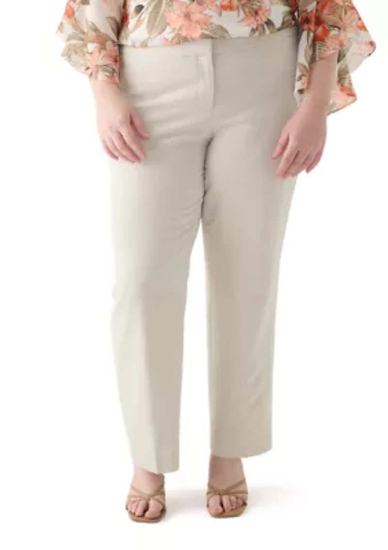 Plus Fly Front Slim Pants