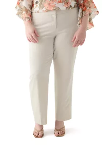 Plus Fly Front Slim Pants