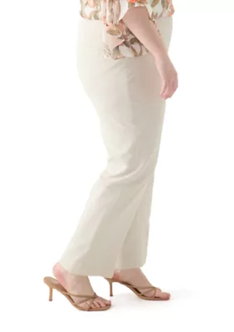 Plus Fly Front Slim Pants