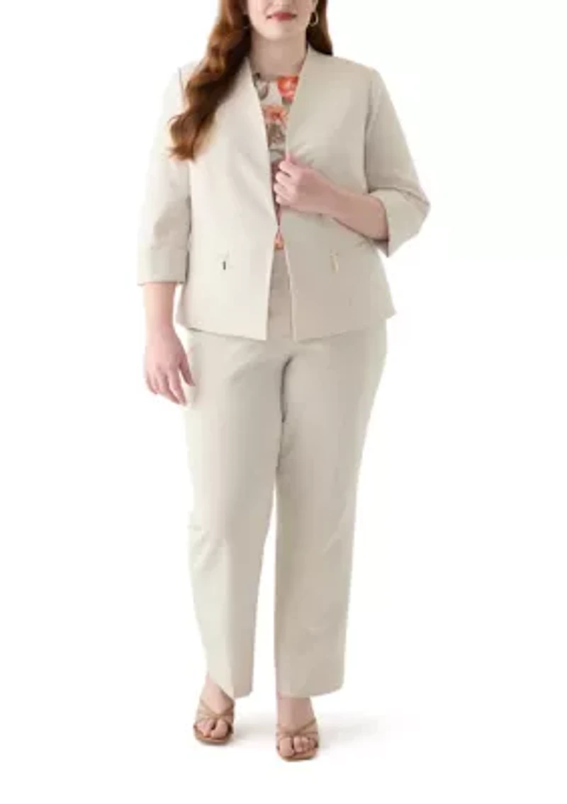 Plus Fly Front Slim Pants
