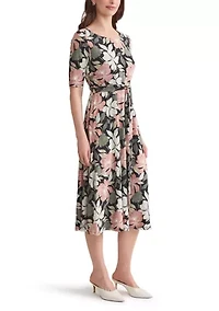 Women's Printed Fit and Flare Dress