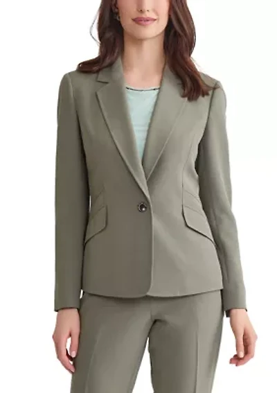 Women's Stretch Crepe One Button Seamed Suit Separate Jacket