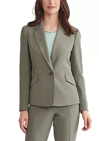 Women's Stretch Crepe One Button Seamed Suit Separate Jacket