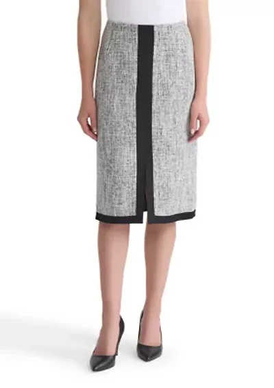Women's Tweed Framed Skimmer Skirt with Slit