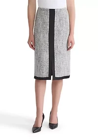 Women's Tweed Framed Skimmer Skirt with Slit