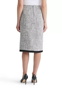 Women's Tweed Framed Skimmer Skirt with Slit