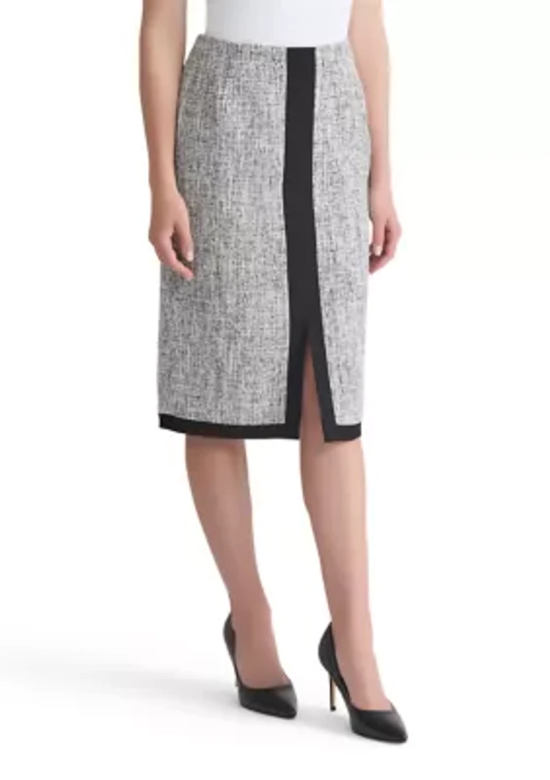 Women's Tweed Framed Skimmer Skirt with Slit