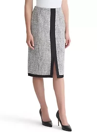 Women's Tweed Framed Skimmer Skirt with Slit