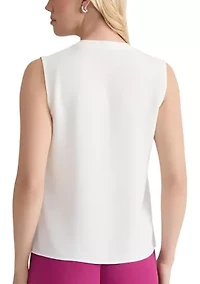 Women's Sleeveless Crepe Ruffle Front Blouse