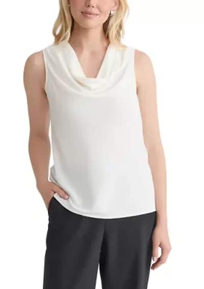Women's Crepe Sleeveless Cowl Neck Blouse