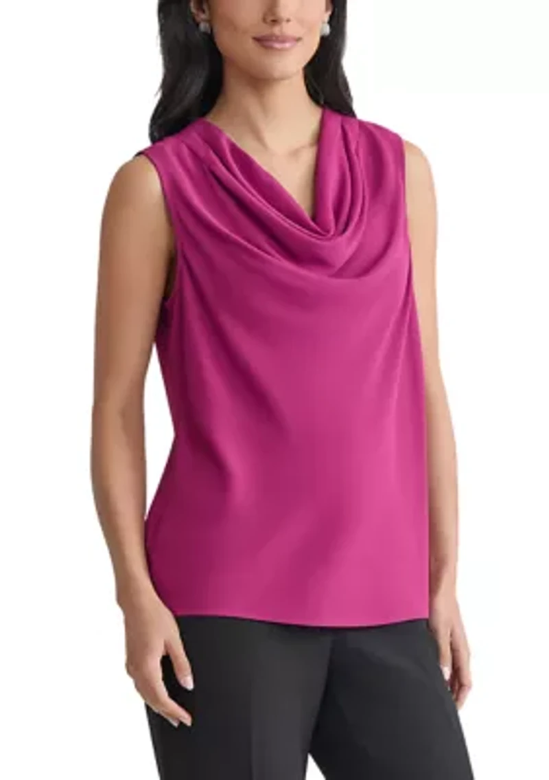 Women's Crepe Sleeveless Cowl Neck Blouse