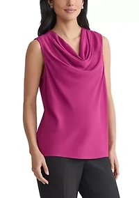 Women's Crepe Sleeveless Cowl Neck Blouse